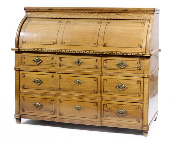 Appraisal: A ROLL-TOP DESK WITH STANDING WRITING SURFACE Louis XVI probably