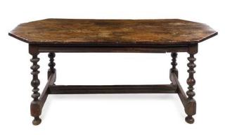 Appraisal: A Jacobean Style Carved Oak Table th century the top