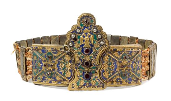 Appraisal: Sale Lot An Ottoman Enameled Gilt Metal Wedding Belt th