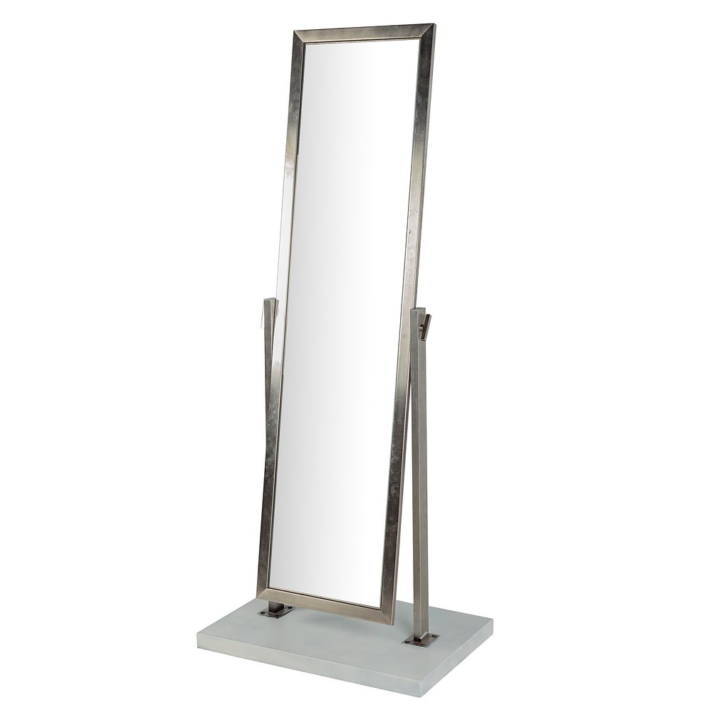 Appraisal: Modern Stainless Steel Industrial Cheval Mirror Double sided mirror framed