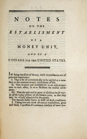 Appraisal: JEFFERSON Thomas - Notes on the Establisment of a Money