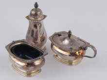 Appraisal: A three piece silver cruet set comprising open salt mustard