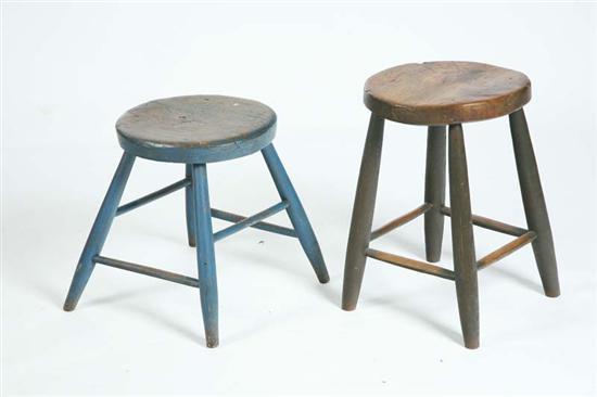 Appraisal: TWO STOOLS One with blue paint h And one with