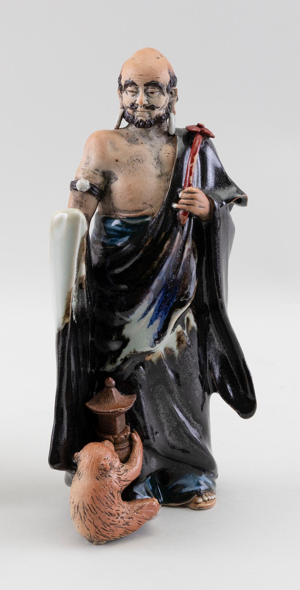 Appraisal: JAPANESE SUMIDA GAWA PORCELAIN FIGURE OF A ROBED SAGE WITH