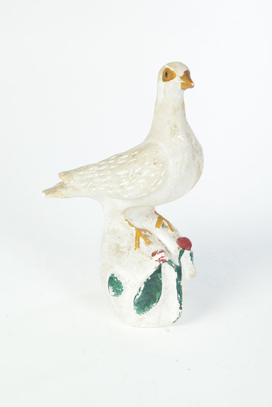 Appraisal: CHALKWARE DOVE American late th century Dove on a cherry