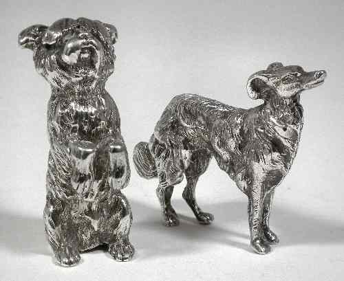 Appraisal: A late Victorian cast silver figure of a begging terrier