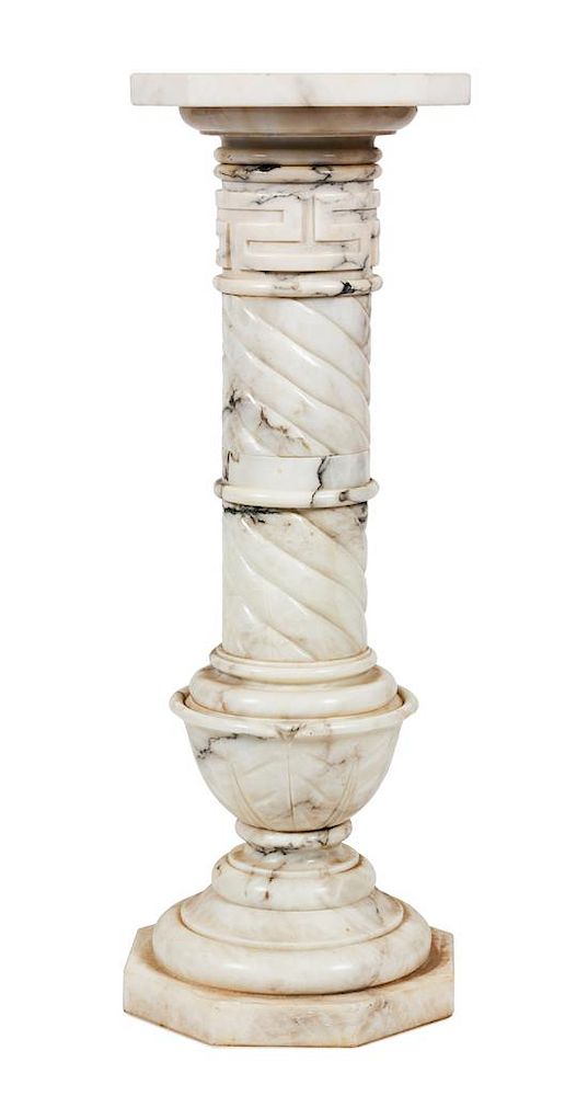 Appraisal: A White Marble Pedestal Height inches A White Marble Pedestal