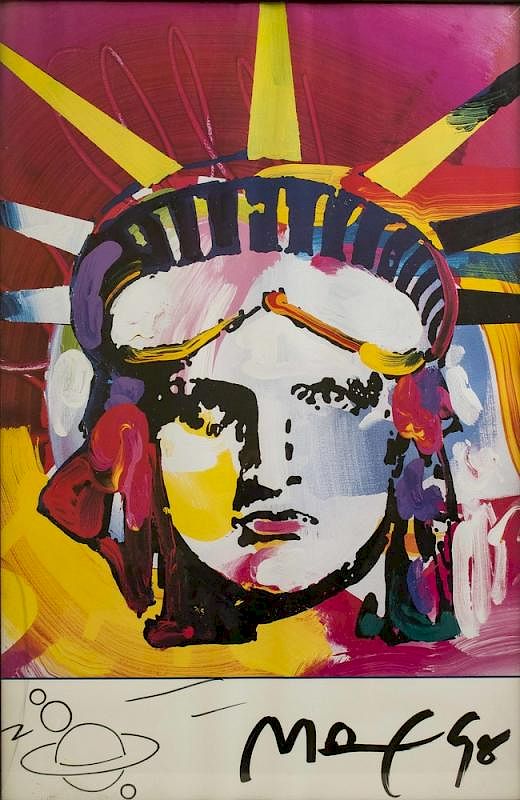 Appraisal: Peter Max Print Liberty Head Signed in felt pen lower