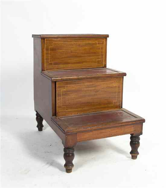 Appraisal: A Set of Mahogany and Leather Inset Library Steps of