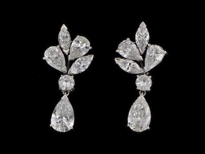 Appraisal: A Pair of Platinum and Diamond Earrings Mounted in platinum