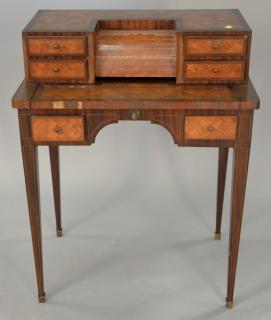 Appraisal: Parquetry inlaid Louis XVI style ladies desk with roll door