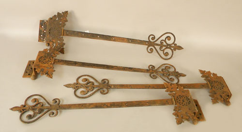 Appraisal: Four large iron door hinges early th c l