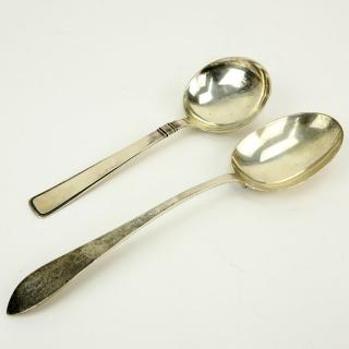 Appraisal: Grouping of Two Sterling Silver Serving Spoons Grouping of Two