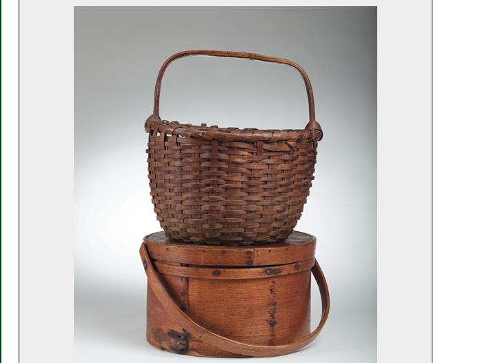 Appraisal: EARLY AMERICAN CIRCULAR SPLINT BASKET WITH HANDLE AND A COVERED