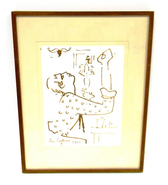 Appraisal: Jean Cocteau French - Taureaux lithograph printed on sepia on