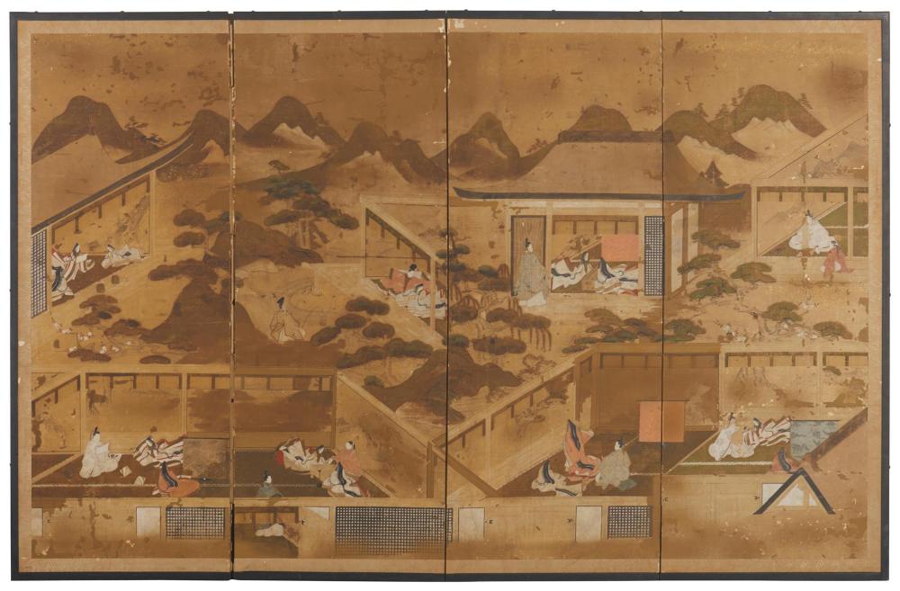 Appraisal: A Japanese byobu folding screen Fourth-Quarter th Century Meiji Period