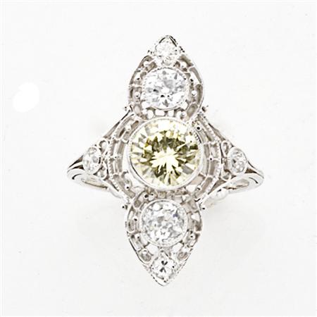 Appraisal: Fancy Yellow Diamond and Diamond Ring Estimate -