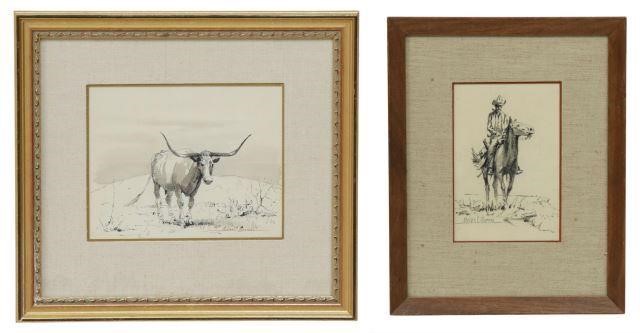 Appraisal: lot of Framed drawings Melvin C Warren Texas - including