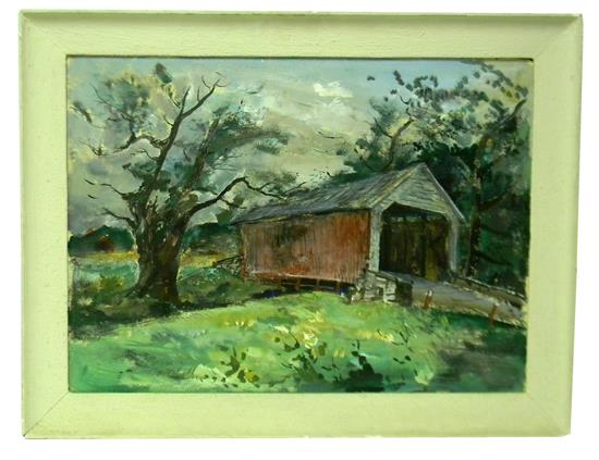 Appraisal: Bruce Mitchell American b oil on board depicting summer landscape