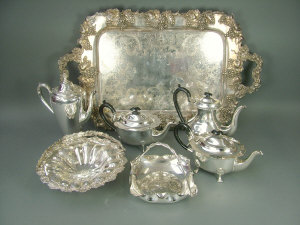 Appraisal: A collection of silver plated items including a large twin