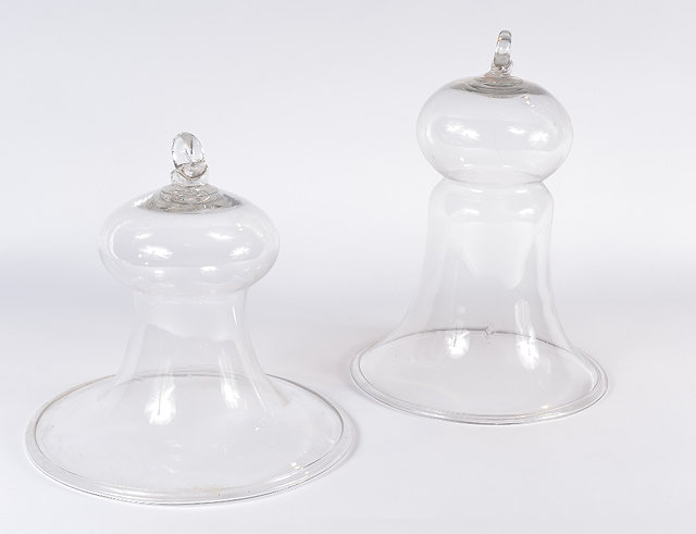 Appraisal: Two glass smoke shades th Centurylargest cm diameter