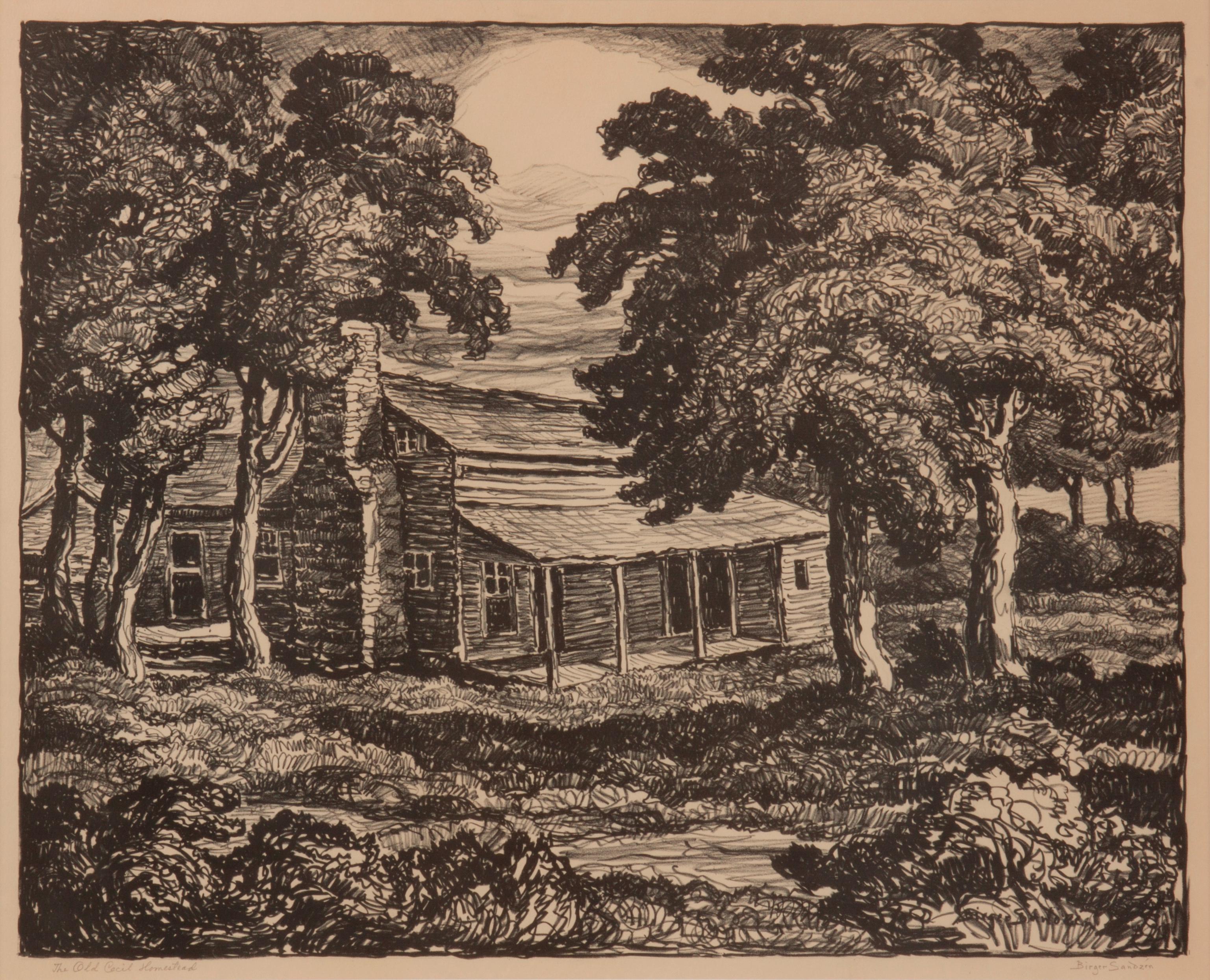 Appraisal: BIRGER SANDZEN 'THE OLD CECIL HOMESTEAD' LITHOGRAPH Birger Sandzen Swedish-American