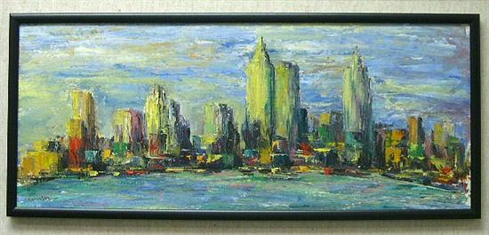 Appraisal: Aaronson possibly David Aaronson American b oil on board cityscape