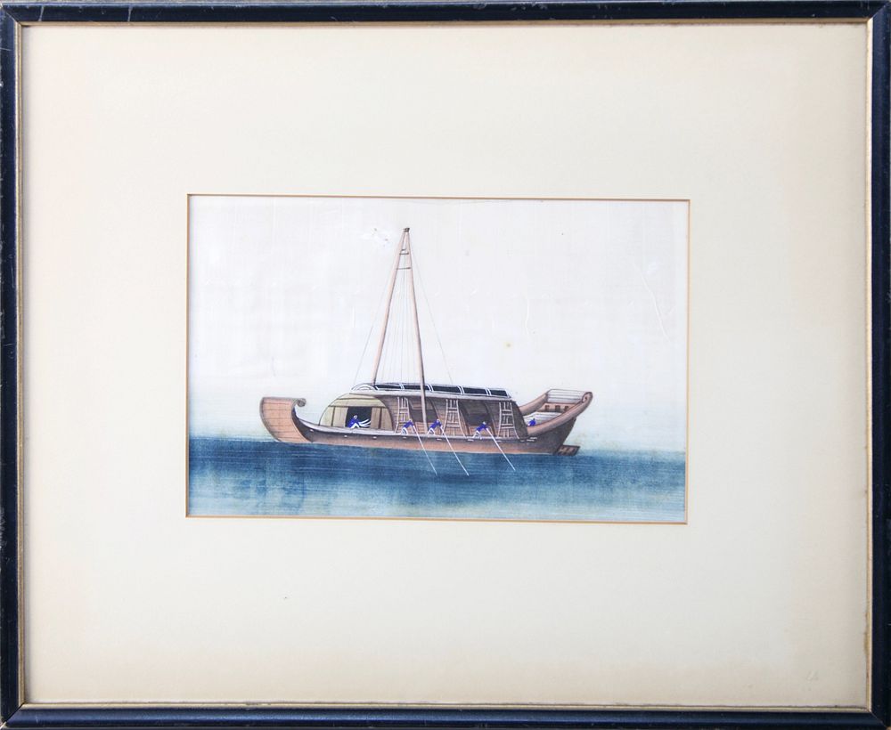 Appraisal: th Century Chinese Export Watercolor Portrait of A Junk th