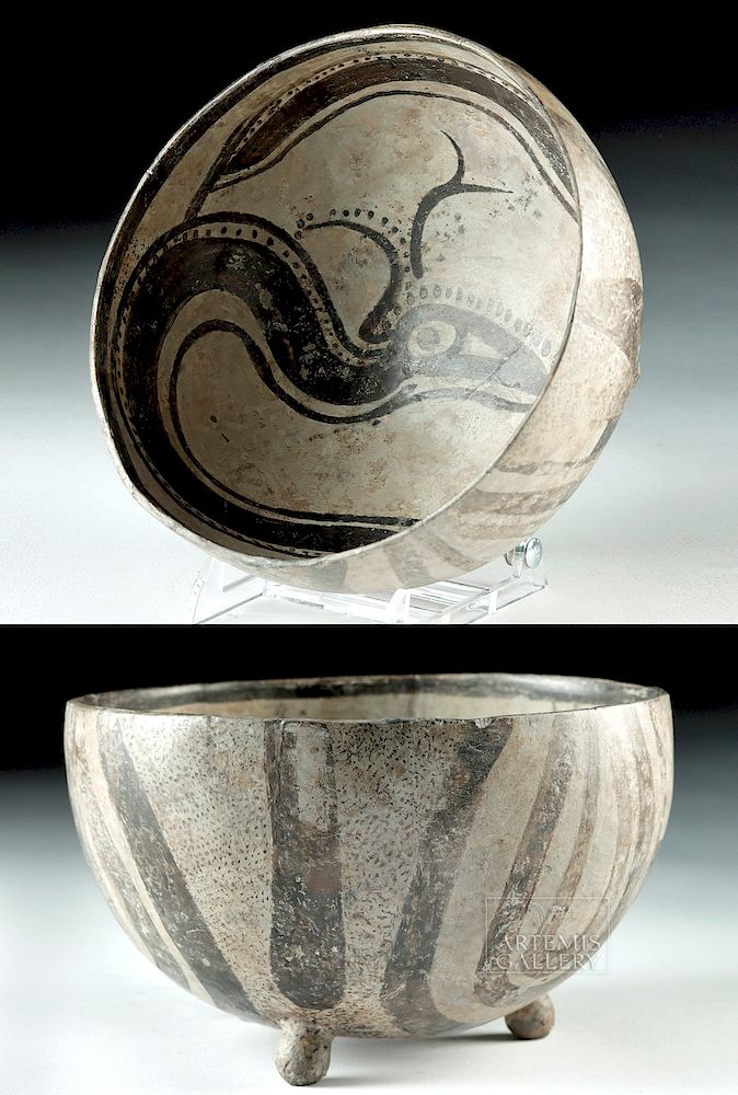 Appraisal: Rare Veracruz Creamware Pottery Vessel w Serpent Pre-Columbian Gulf Coast