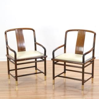 Appraisal: Manner of Edward Wormley pair yoke back armchairs Manner of