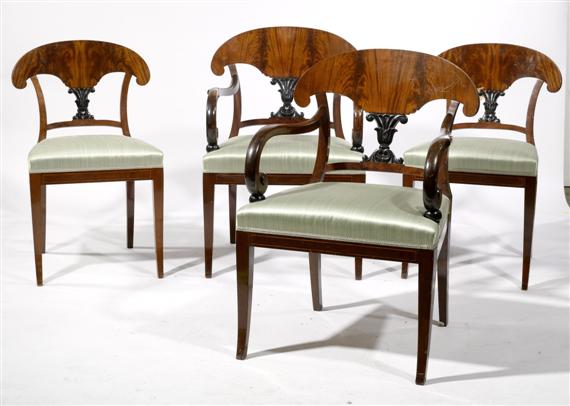 Appraisal: A PAIR OF CHAIRS AND PAIR OF ARMCHAIRS in Biedermeier