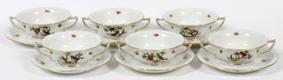 Appraisal: HEREND ROTHSCHILD BIRD PORCELAIN CREAM SOUPS HEREND ROTHSCHILD BIRD PORCELAIN