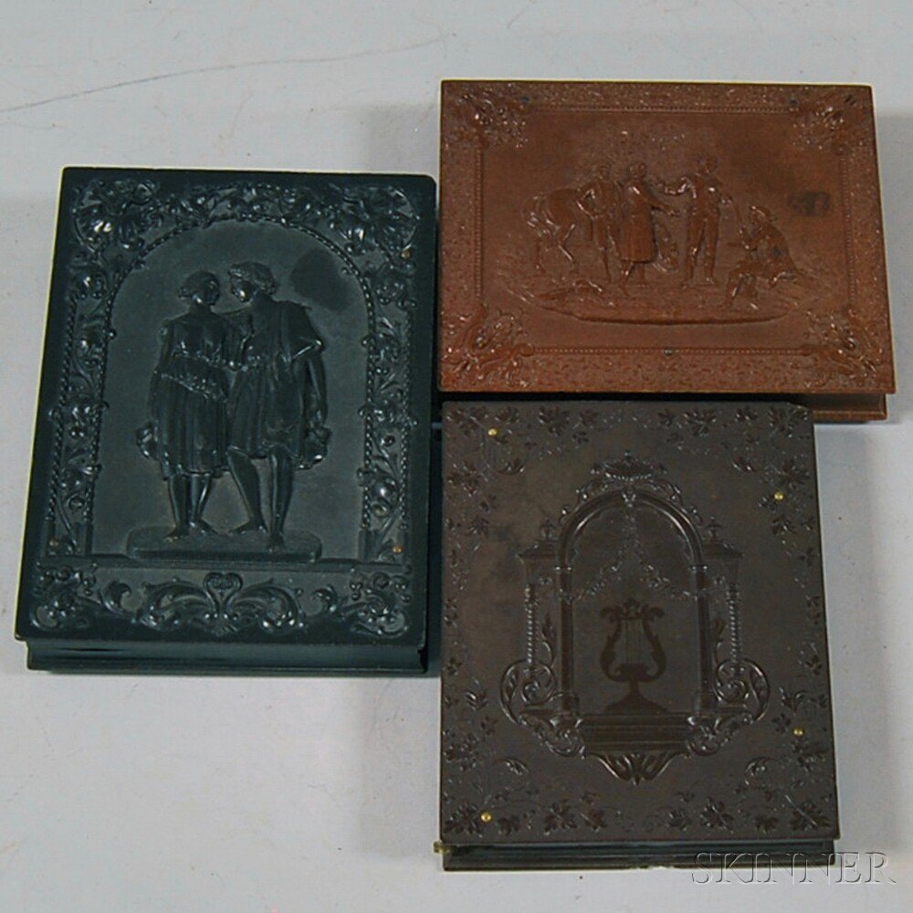 Appraisal: Three Quarter-plate Size Union Cases an oversize black case depicting