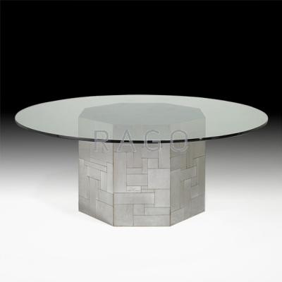 Appraisal: PAUL EVANS Cityscape dining table USA s Chromed steel glass