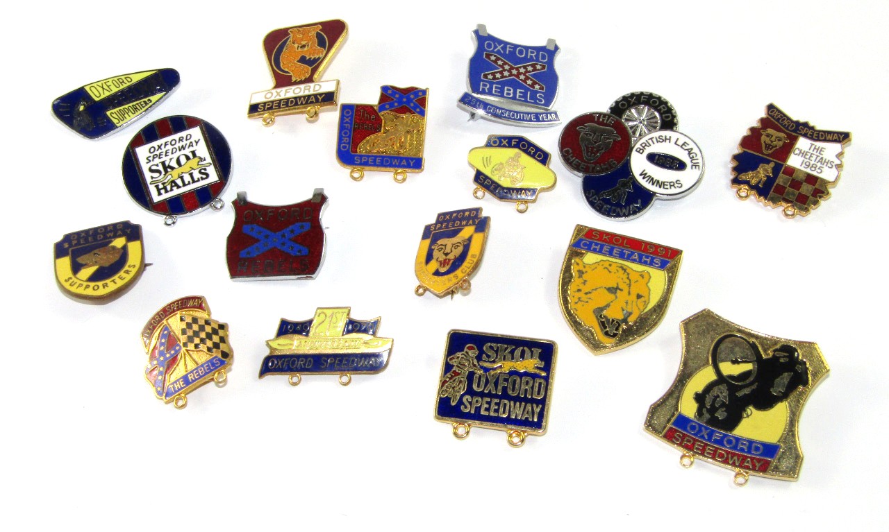 Appraisal: Vintage Speedway enamel badges Oxford Speedway including st Anniversary