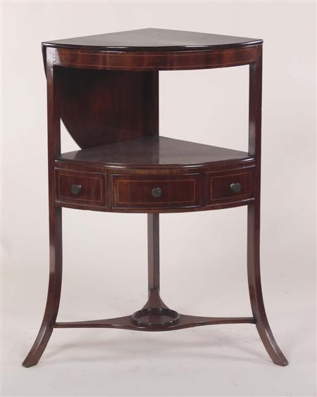 Appraisal: An early th century mahogany corner washstand the arched splash