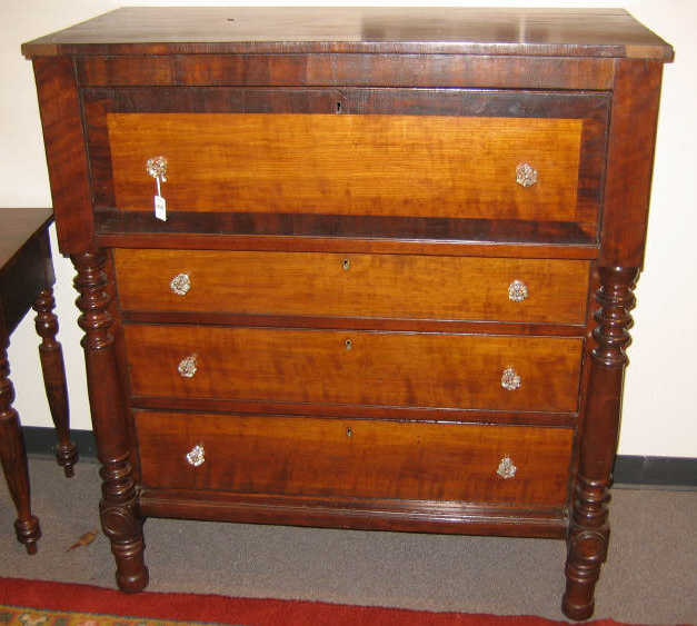 Appraisal: AMERICAN TH CENTURY WALNUT CHEST OF DRAWERS Rectangular top over