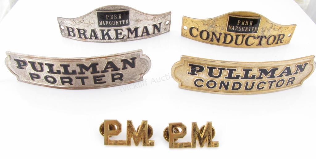 Appraisal: Pullman and Pere Marquette Railroad Badges six total including gold