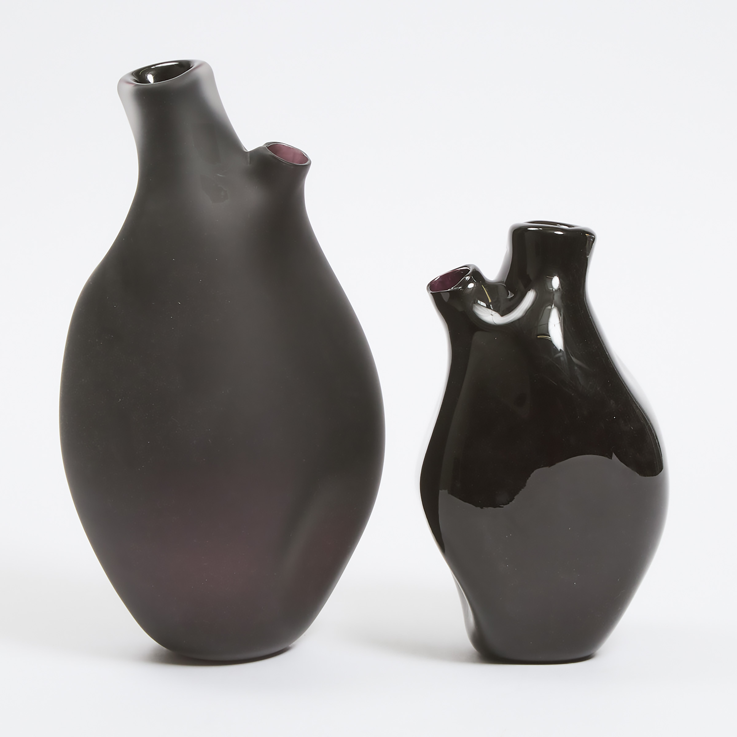 Appraisal: Tsunami Glassworks Two 'Ventricle' Glass Vases Eva Milinkovic largest height