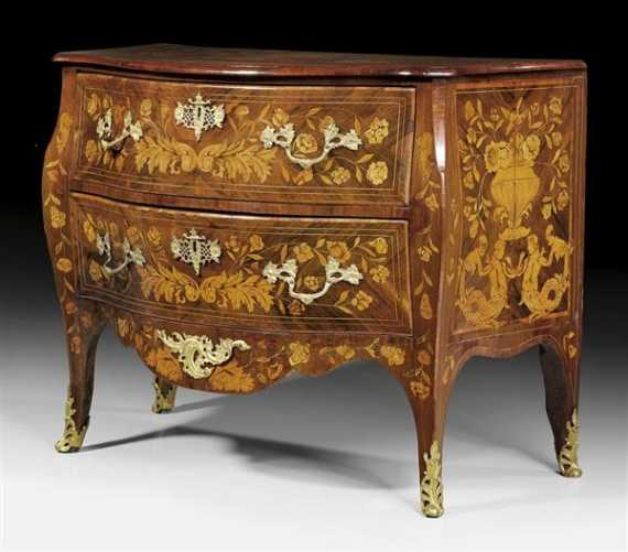 Appraisal: COMMODE A FLEURS Louis XV with crowned inventory stamp Holland