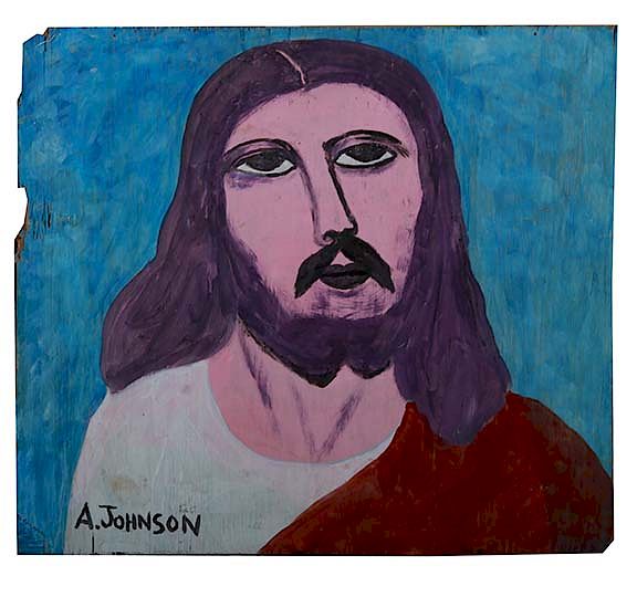 Appraisal: Outsider Art Anderson Johnson Jesus Johnson Anderson Jesus Paint on