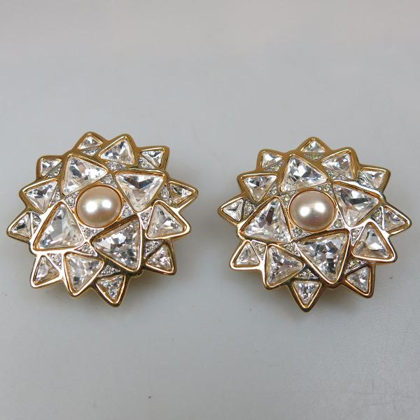 Appraisal: Pair Of Swarovski Earrings set with numerous various size cut