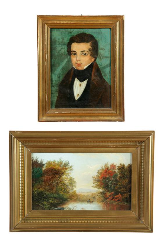 Appraisal: TWO PAINTINGS AMERICAN SCHOOL LATE TH-EARLY TH CENTURY Oil on