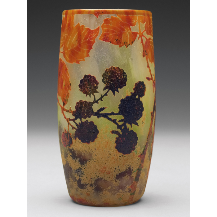 Appraisal: Daum vase swollen shape with a cameo and enameled blackberry