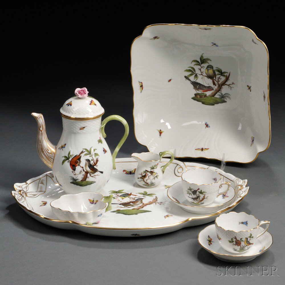 Appraisal: Herend Porcelain Rothchild Birds Coffee Set and Bowl Hungary th