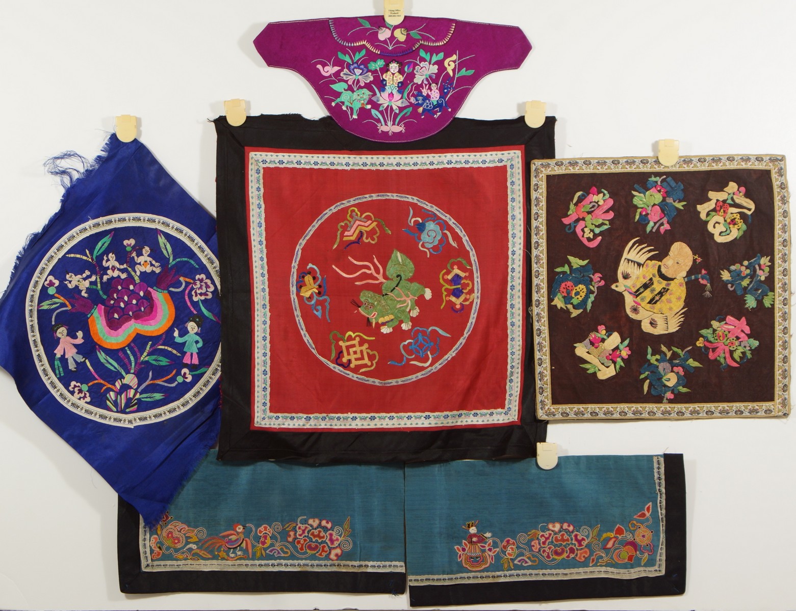 Appraisal: Pcs of Chinese Embroidery some with forbidden stitch