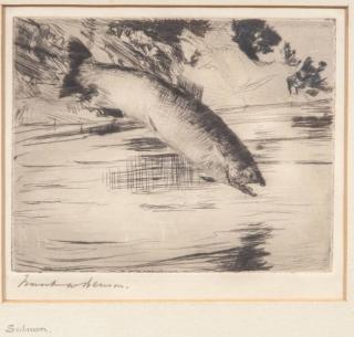 Appraisal: Frank W Benson Salmon signed Frank W Benson lower leftdrypoint