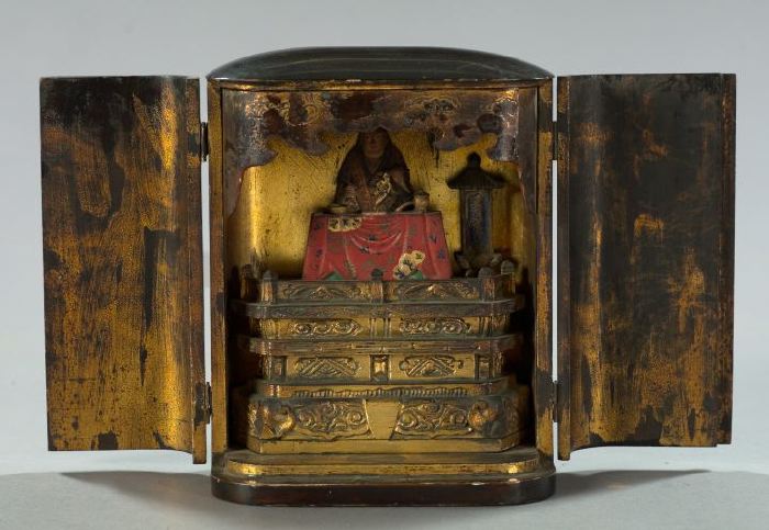 Appraisal: Tao Kuang Black Lacquer and Giltwood Traveling Personal Altar second