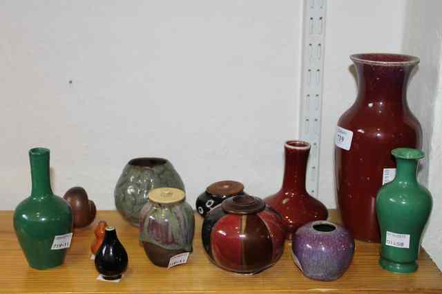 Appraisal: A CHINESE ROUGE DE FER BALUSTER VASE and eight other