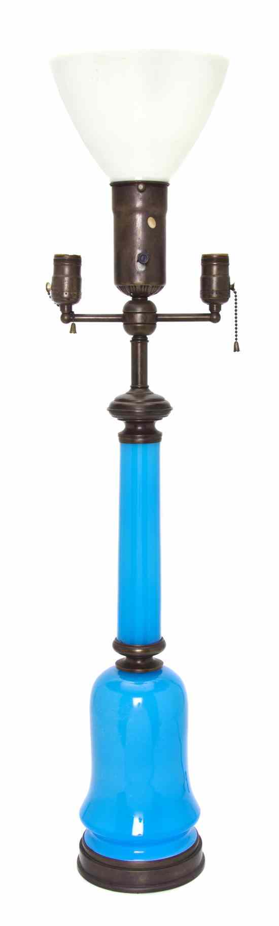 Appraisal: A French Opaline Glass Lamp of columnar form Height overall